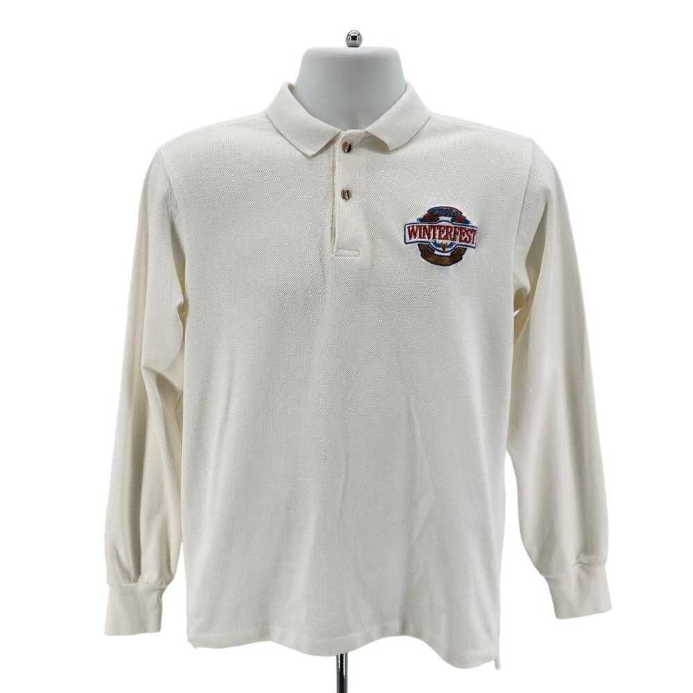 Vintage King Louie Coors Winterfest Long Sleeve Polo Shirt Mens Medium